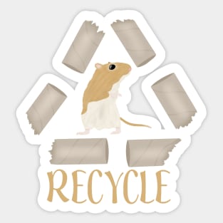 Cure golden gerbil says recycle Sticker